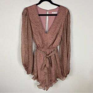Saints + Secrets Leopard Animal Print Chiffon Romper Plunge Neckline romantic